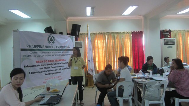 Back to Back Training-Enhancing the Nurse Leader's Role in Public Relations and Media Communications and Retooling PNA Officers on CPD Accreditation (June 27-29, 2014)